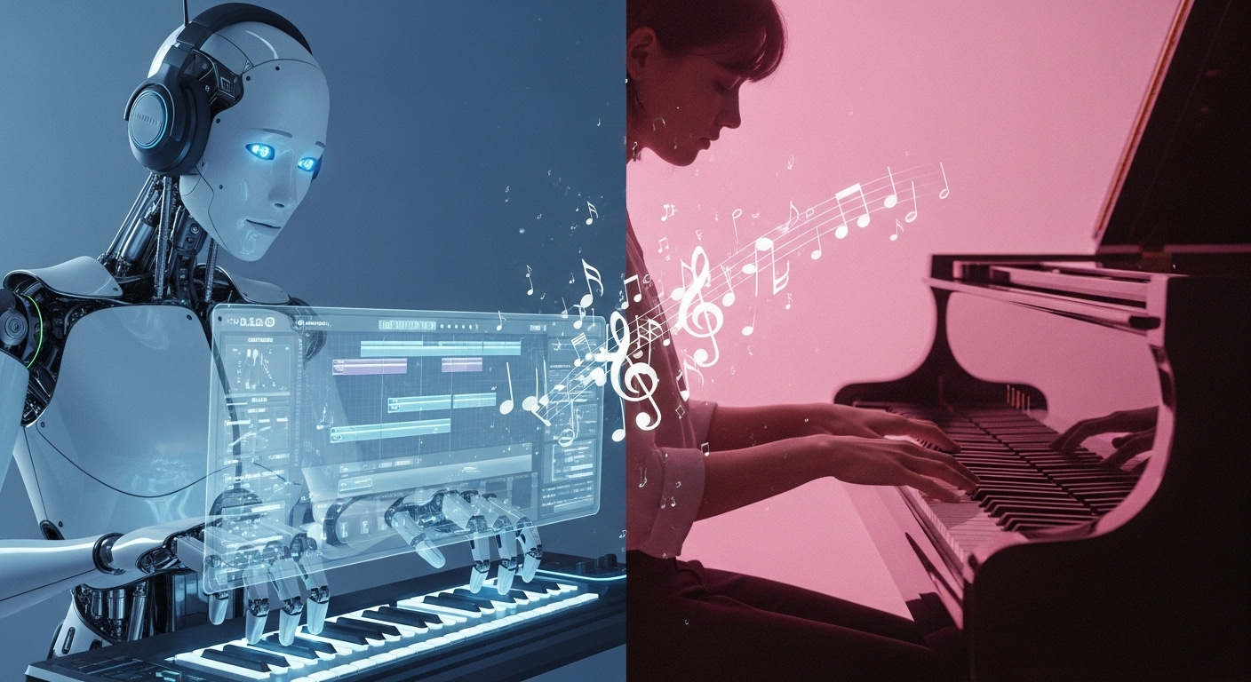 Comparison chart AI generated music versus human composer songs for personalized gifts